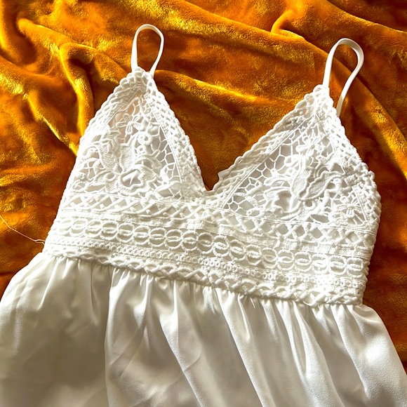 Say What? Maxi dress White eyelet stretchyback long soft wedding cocktail - Picture 1 of 5